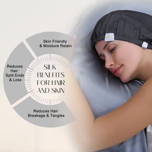 Double Layered 100% Silk Adjustable Sleep Cap